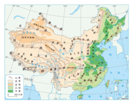 中国地形的分布